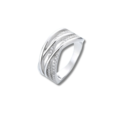 925 Sterling Silver Triple Row Cross-Over Band Ring