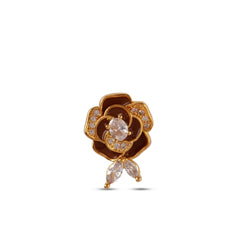 Fancy Design Brown Rose with Diamond Earrings