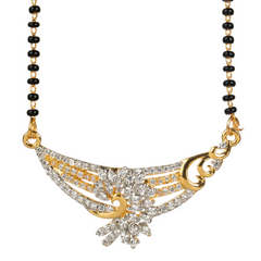 Latest Fancy Gold Plated American Diamond Pendant Mangalsutra