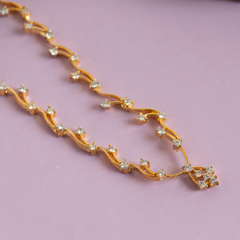 Set of gold plated unique diamond necklace and earring