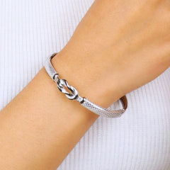 Silver Plated Textured Knot Kada Bracelet - Rukhmani