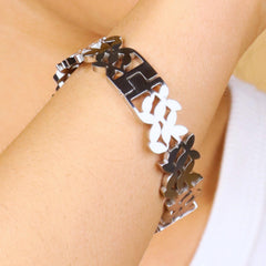 Anti Turnished Silver Plated Leaf Korean Kada - Rukhmani