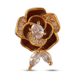 Fancy Design Brown Rose with Diamond Earrings