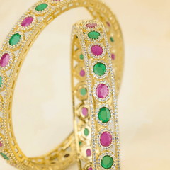 Latest Design Elegant Colored Diamond Stones Bangles - Rukhmani