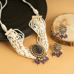 Alluring Designer Traditional Purple Rajwadi Choker Set - Rukhmani