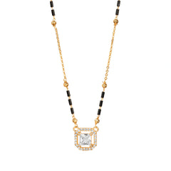 Square Cut American Diamond Gold Polished Short Mangalsutra