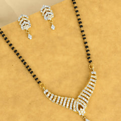 Fancy Gold Plated Tear Drop Diamond Mangalsutra