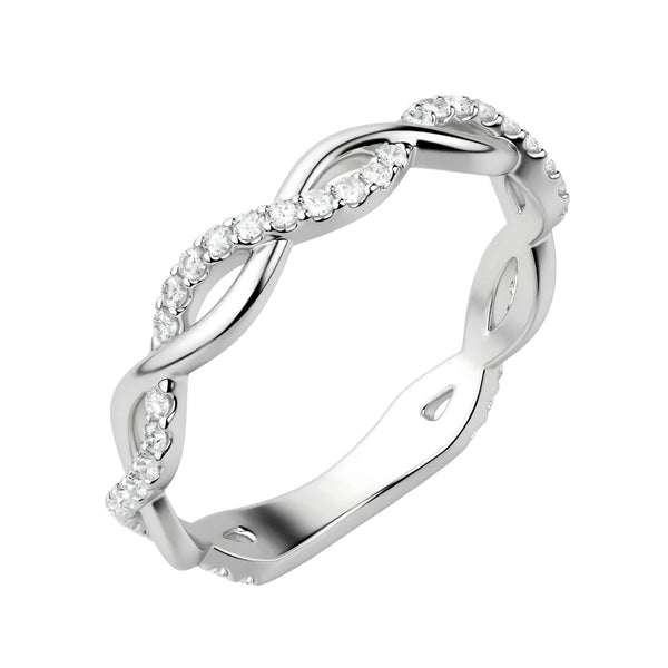 Exquisite Jewelry S925 Sterling Silver Cross Woven Diamond Rings Fashion Bling Cubic Zircon Casual Twist  Rings for Women