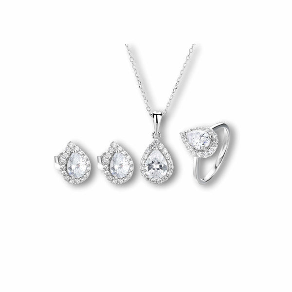925 Sterling Silver Teardrop Radiance Jewellery Set