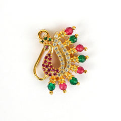 Designer Gold Plated Peacock Multi-Color Nath