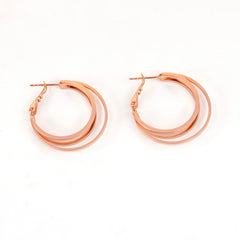 Beautiful Rose Gold Plated Layered Round Hoop Earrings