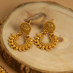 Splendid Designer Gold Plated Temple Necklace Set