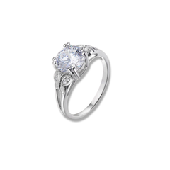 925 Sterling Silver Vintage-Inspired Solitaire Engagement Ring