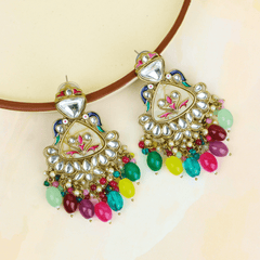 Beautiful Design Antique Meenakari Multi Colored Jhumkas - Rukhmani