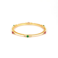 Beautiful Design Gold Plated Green & Red Moti Maharashtrian Bangles