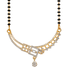 Fancy Square Design Drop Diamond Gold Plated Mangalsutra