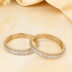 Designer Gold Plated Crystal Crush Diamond Bangles - Rukhmani