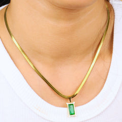 Emerald Gold Plated Anti Tarnished Chain Pendant