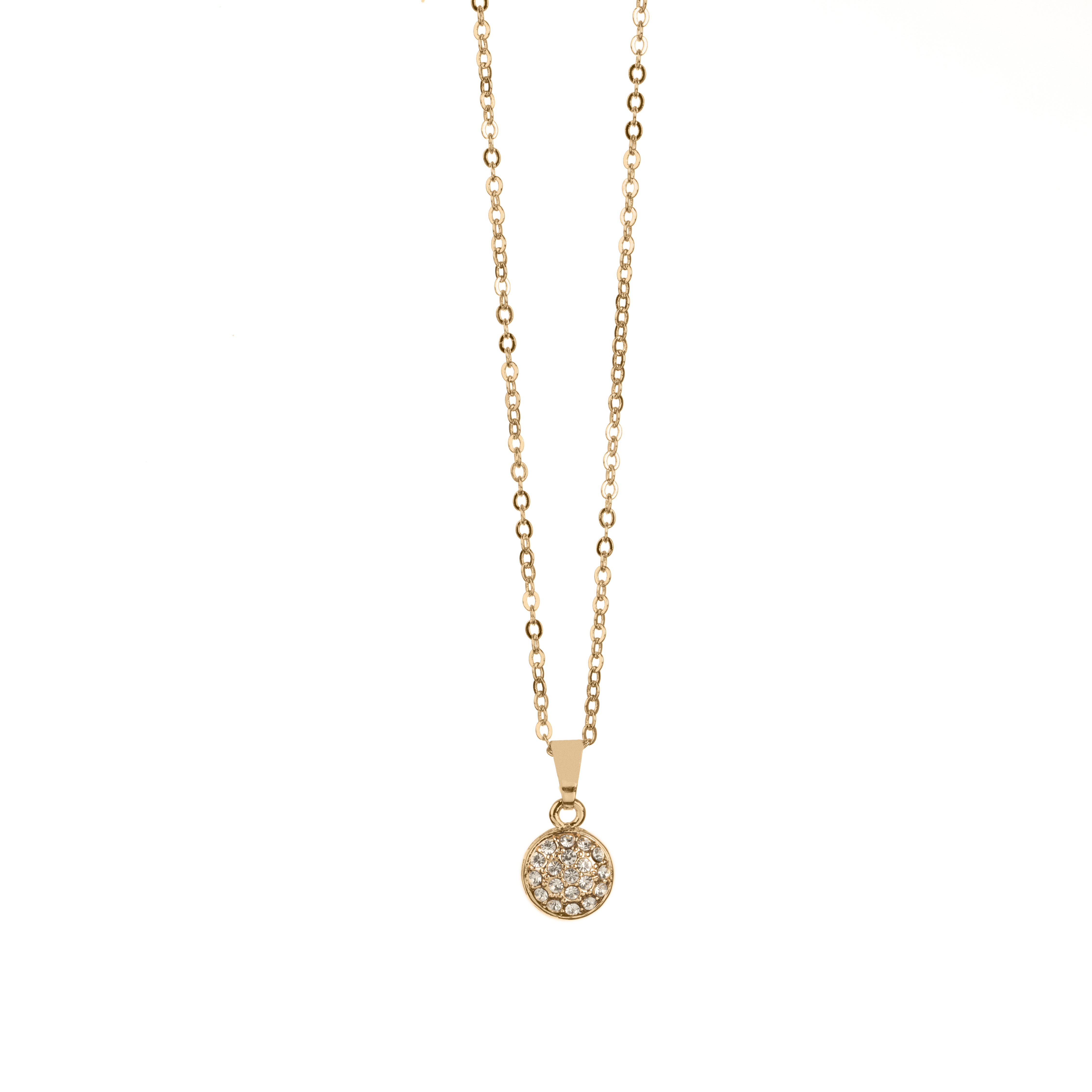 Yellow Gold Necklace with Gold and Diamond Circle Pendant - Rukhmani