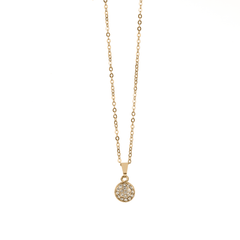 Yellow Gold Necklace with Gold and Diamond Circle Pendant - Rukhmani