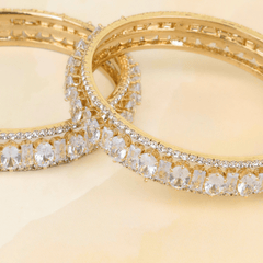 Designer Gold Plated Crystal Crush Diamond Bangles - Rukhmani