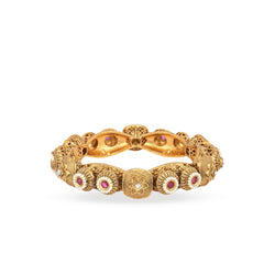 Fancy Design Rajwadi Rang Red Stone Gold Plated Rajwadi Bangles