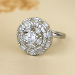 Valentine's Special Latest Design Silver Plated Diamond Fancy Ring - Rukhmani