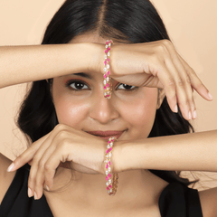 Excellent Design Duet Pink and White Diamond Bangles - Rukhmani