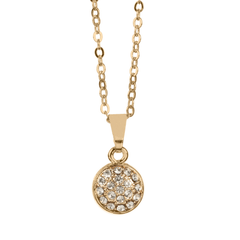 Yellow Gold Necklace with Gold and Diamond Circle Pendant - Rukhmani