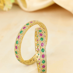 Latest Design Elegant Colored Diamond Stones Bangles - Rukhmani