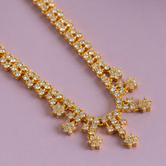 Set of gold plated unique diamond necklace and earring