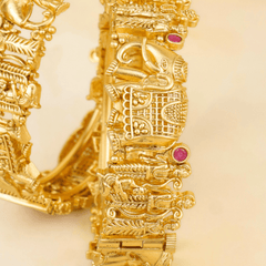 Beautiful Gold Plated Airavat Elephant Temple Bangles - Rukhmani