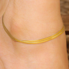 Double Layered Gold Plated Snake Chain Anklet - Rukhmani