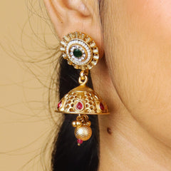 Minakari Jajwadi Necklace With Pearl and Earrings