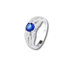 Vintage-Inspired Sapphire 925 Sterling Silver Ring with Intricate Detail
