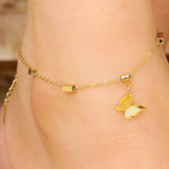 Textured Baterfly Charm Anklet - Rukhmani