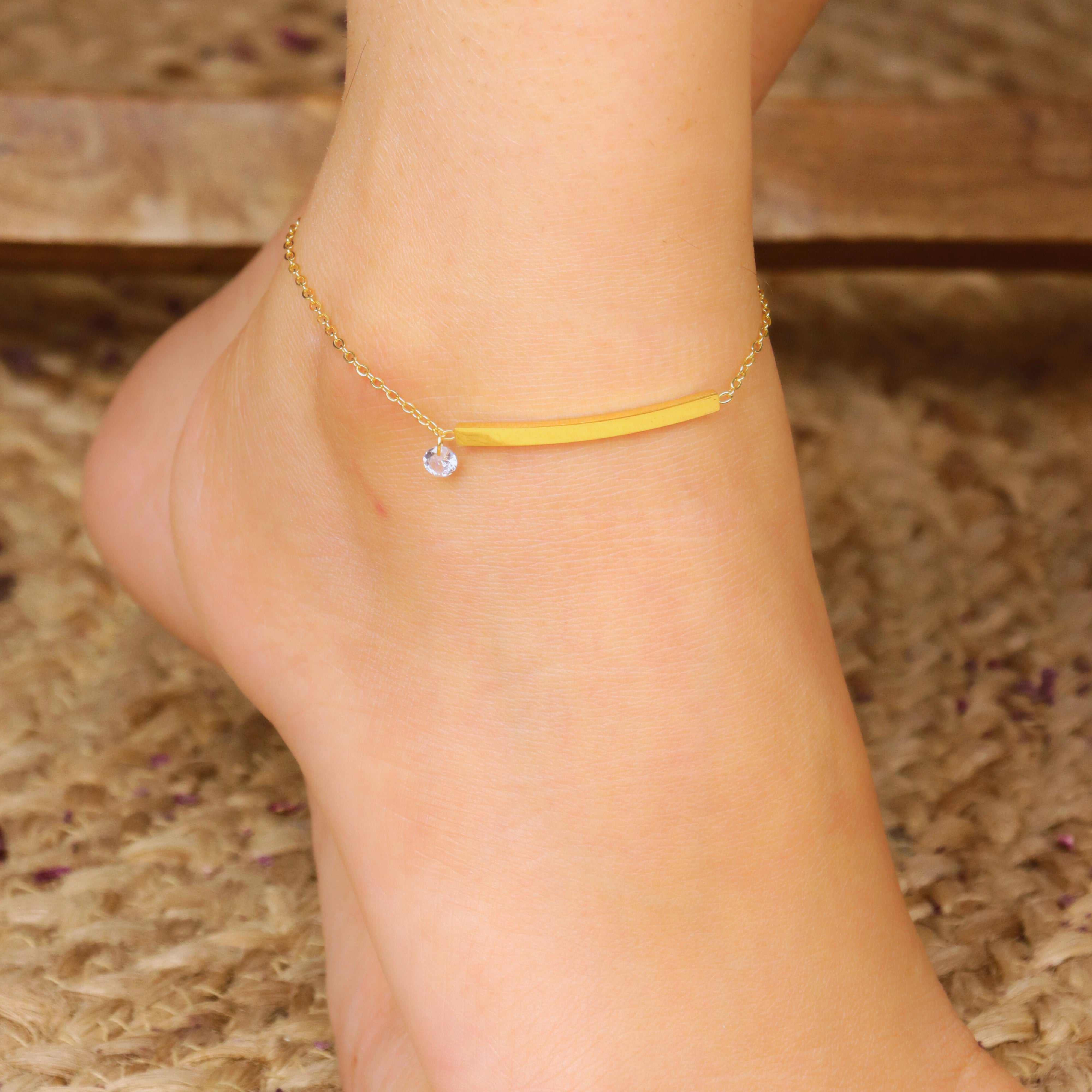 Diamond Charm Anklet With Mirror Chain - Rukhmani