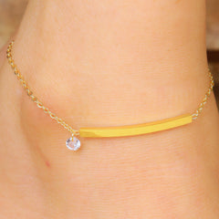 Diamond Charm Anklet With Mirror Chain - Rukhmani