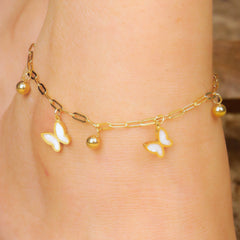 Link Chain With Mop Baterfly with Charms Anklet - Rukhmani