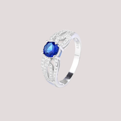 Vintage-Inspired Sapphire 925 Sterling Silver Ring with Intricate Detail