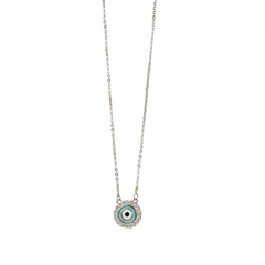 Evil eye silver plated chain necklace