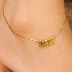 Rope Chain With Round Charms Gold Plated Anklet - Rukhmani