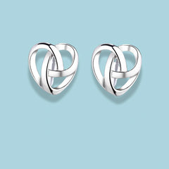925 Sterling Silver Interlocked Heart Stud Earrings|Rhodium Plated