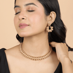 Traditional South Indian Temple Necklace with Earrings - Rukhmani