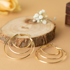 gold plated 3 thin ring layer earring