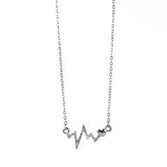 heart beat lifeline silver plated chain necklace