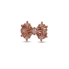 Fancy Design Bow Diamond Rose Gold Plated Earrings