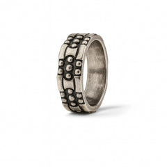 925 Sterling Silver Men’s Oxidized Ring | Rhodium Plated Dotted Textured Band
