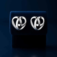 925 Sterling Silver Interlocked Heart Stud Earrings|Rhodium Plated