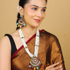 Rangamahal Moti Rajwadi Long Necklace With Earrings